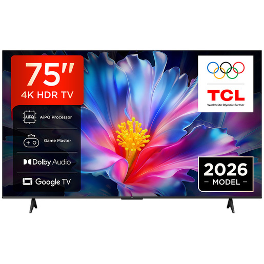TCL P6L TV 75P6L 75'' 4K HDR, Direct LED, Google TV, HDR10, Dolby Audio, Game Master, VRR, Google Assistant & Alexa, AirPlay 2