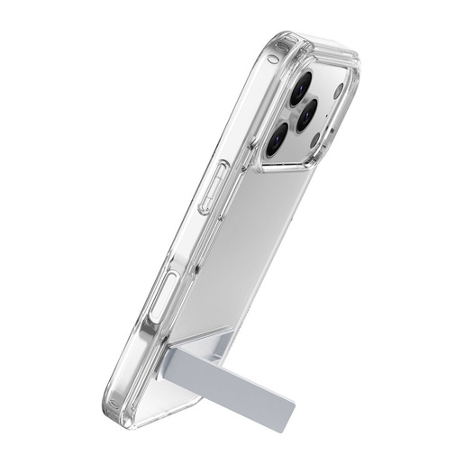 Image of Cellularline Clear Stand - iPhone 17 Pro Max Custodia trasparente con stand integrato, pensata per l’uso a mani libere. Realizzata in doppio materiale