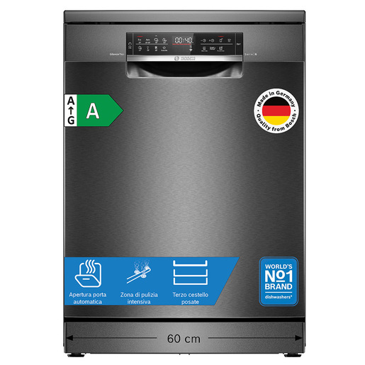 Image of        Bosch Serie 6 SMS6ECC12E Lavastoviglie da libera installazione 60 cm Acciaio nero Classe A