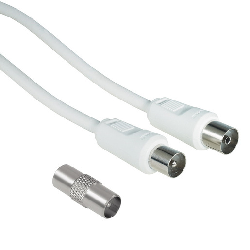 Image of Hama Cavo antenna M/F con adattatore M/M, 1,5 metri, 75 dB, bianco