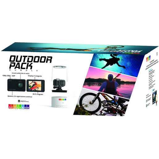 Image of ACTIVEON pack con action cam CX + selfiestick + kit di montaggio + Fastcut