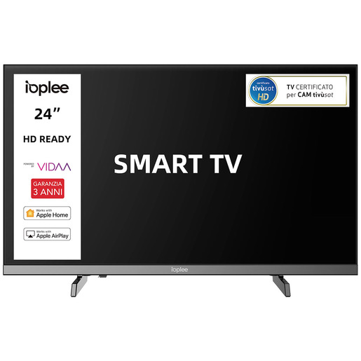 IOPLEE IOP24M10VDA TV 24'' HD, Triplo tuner DVBT2/C/S2, Certificato TivuSAT, Dolby Audio, Parental Control