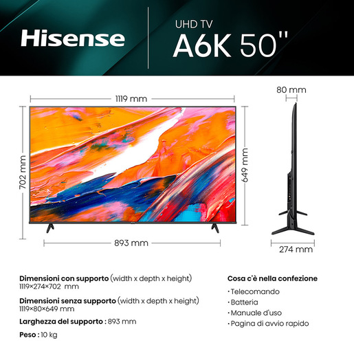 Hisense Smart TV 50'' 4K 50A6K