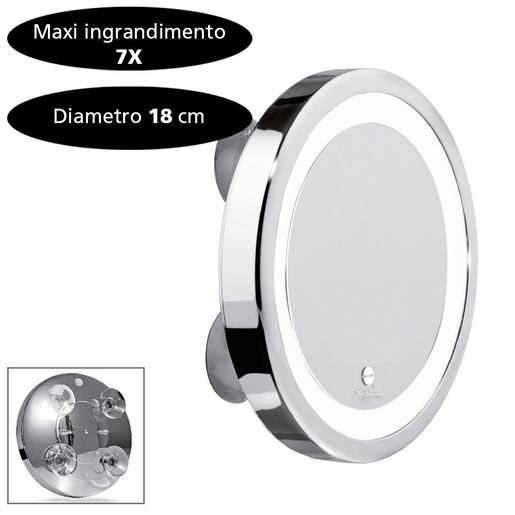 Image of Macom Specchio luce led ingrandente 7x con ventose