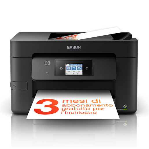 Epson WorkForce Pro WF-3825DWF, stampante multifunzione A4 getto d'inchiostro (stampa, scansione, copia), Display LCD 6.8cm, WiFi Direct, 3 mesi inchi