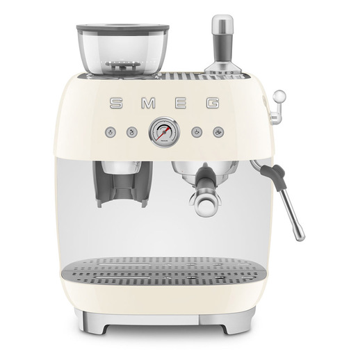 Image of Smeg Macchina da Caffè Espresso Manuale con macinacaffè integrato 50's Style – Panna LUCIDO – EGF03CREU