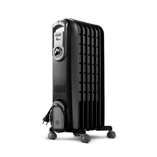 Image of De’Longhi V550715.BG stufetta elettrica Interno Beige, Nero 1500 W Riscaldatore ambiente elettrico a olio