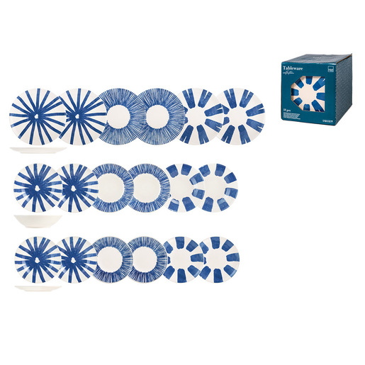Image of Pengo 1542600 servizio da tavola 18 pz Porcellane dure Blu, Bianco