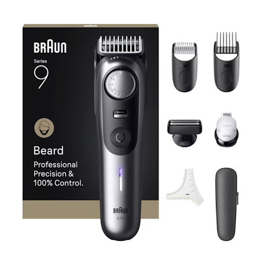 Image of Braun BeardTrimmer 9 BT9520 regolabarba Batteria 52 2 cm Bagnato e secco Nero, Grigio