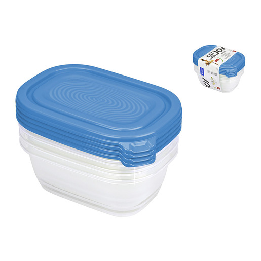 Image of Pengo 3598017 recipiente per cibo Rettangolare Contenitore 0,5 L Blu, Trasparente 4 pz