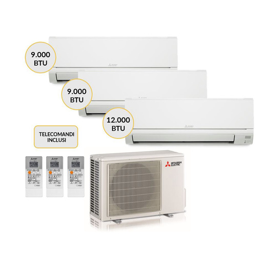 Mitsubishi Electric Trialsplit 9000+9000+12000BTu MXZ-3HA50VF + MSZ-DW25VF + MSZ-DW25VF + MSZDW35VF condizionatore fisso