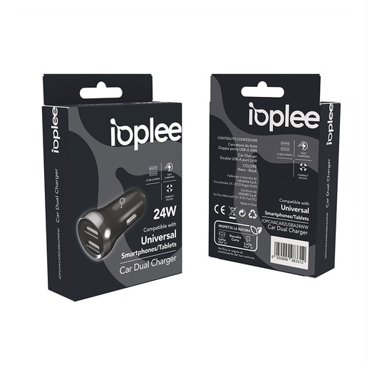 Image of IOPLEE Caricatore da Auto Doppia porta USB-A 24W