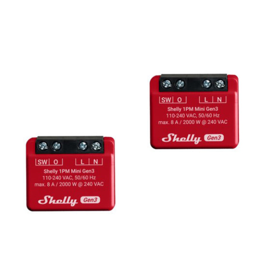 Image of Shelly 1PM Mini Gen3 interruttore elettrico Interruttore intelligente 1P Rosso