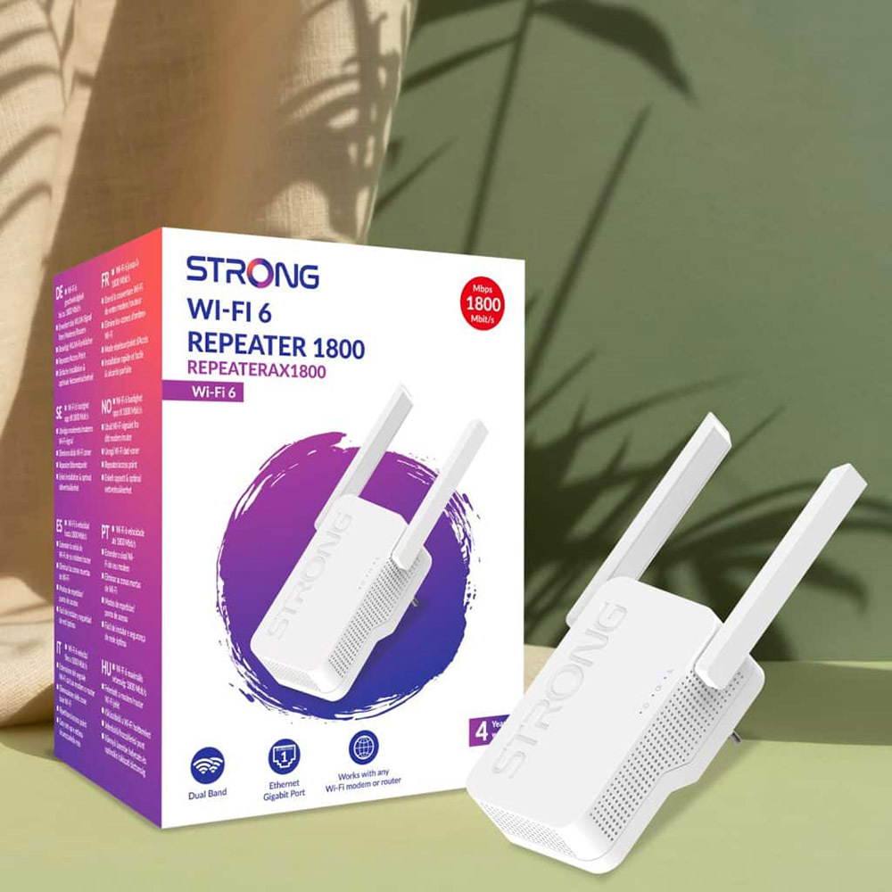 AX1800 WiFi 6 Repeater – Amplificatore Dual Band Fino A 1800 Mbps, Copertura 8500 Sq.ft, Con Porta LAN E Installazione Facile