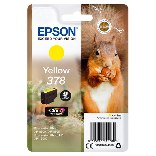 Image of Epson Squirrel Singlepack Yellow 378 Claria Photo HD Ink