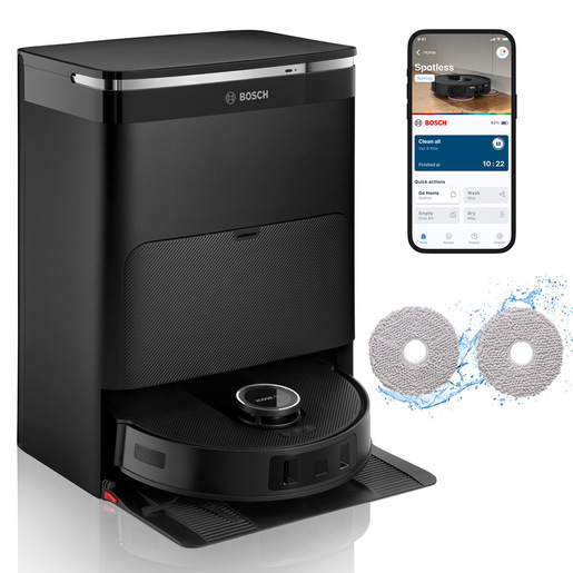 Image of Bosch BCRDW3B, Robot aspirapolvere e lavapavimenti, Spotless Max, Nero